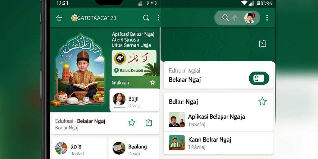Tampilan antarmuka GATOTKACA123 untuk Belajar Ngaji yang menarik.