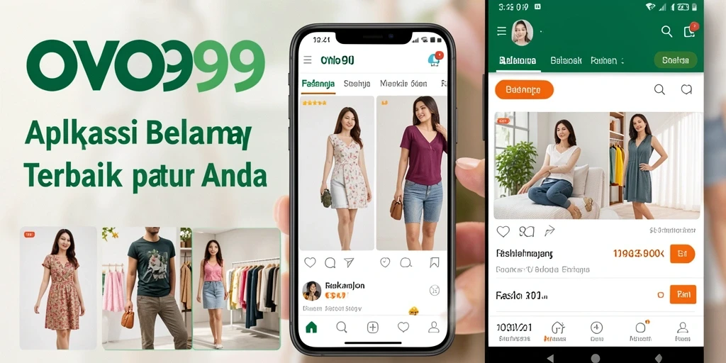Tampilan antarmuka aplikasi OVO99 yang menarik untuk belanja Fashion.